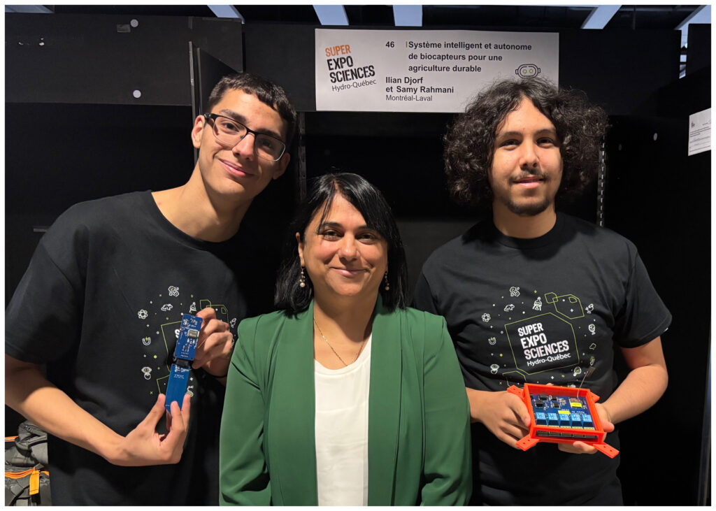 Ilian Djorf, étudiant en Sciences, informatique et mathématique, Jihene Rezgui, professeure, fondatrice et directrice du LRIMa, Samy Rahmani, étudiant en Sciences de la nature